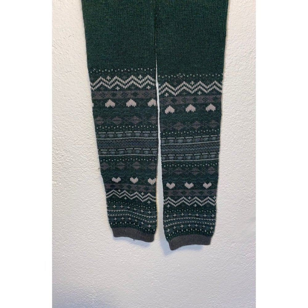 Uniqlo women’s leggings small 26 Green Cold Weather Knit pattern warm winter